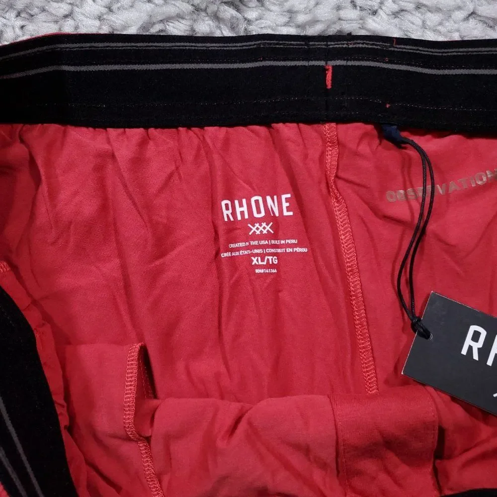 Rhone Element Lounge Pants Red Men's Size XL Organic Pima Cotton Pockets